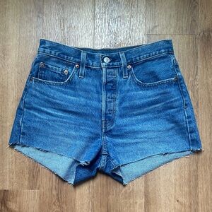 Levi’s Women’s 501 Cut Off Distressed Denim Shorts in Medium Wash
